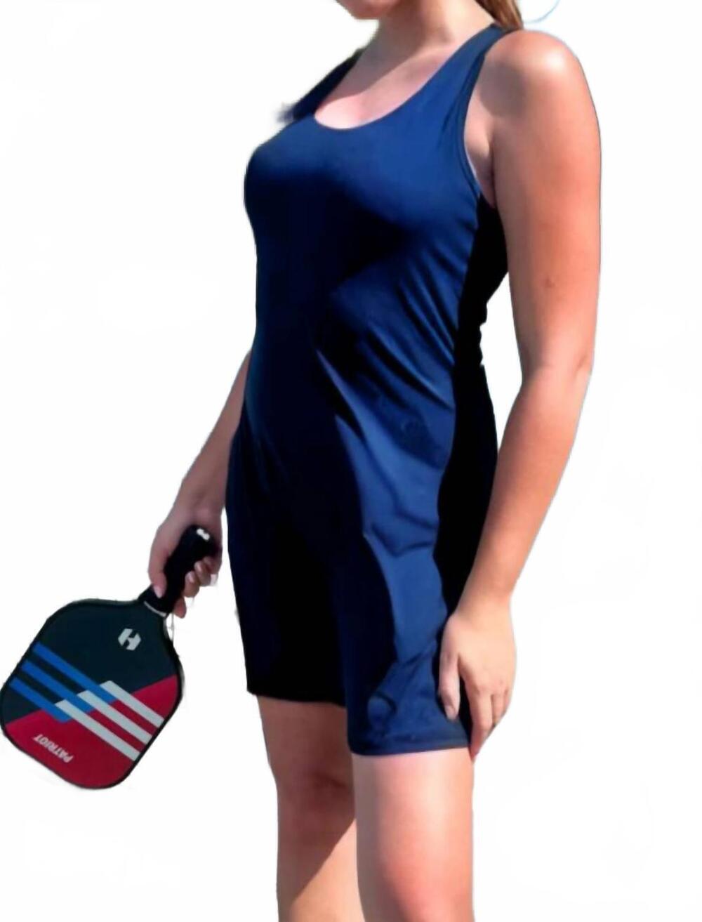 NEW SUNDAY MORNING buttersoft active dress with built-in shorts in nocturnal nav